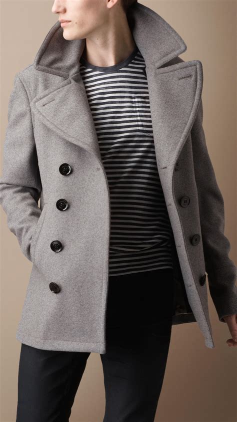 grey wool burberry pea coat|burberry brit wool pea coat.